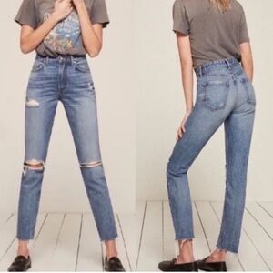 reformation high rise cigarette destroy distressed jeans
